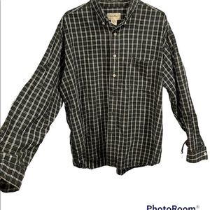 Eddie Bauer Men’s Classic Plaid Green Red White Long Sleeve Casual Button Up